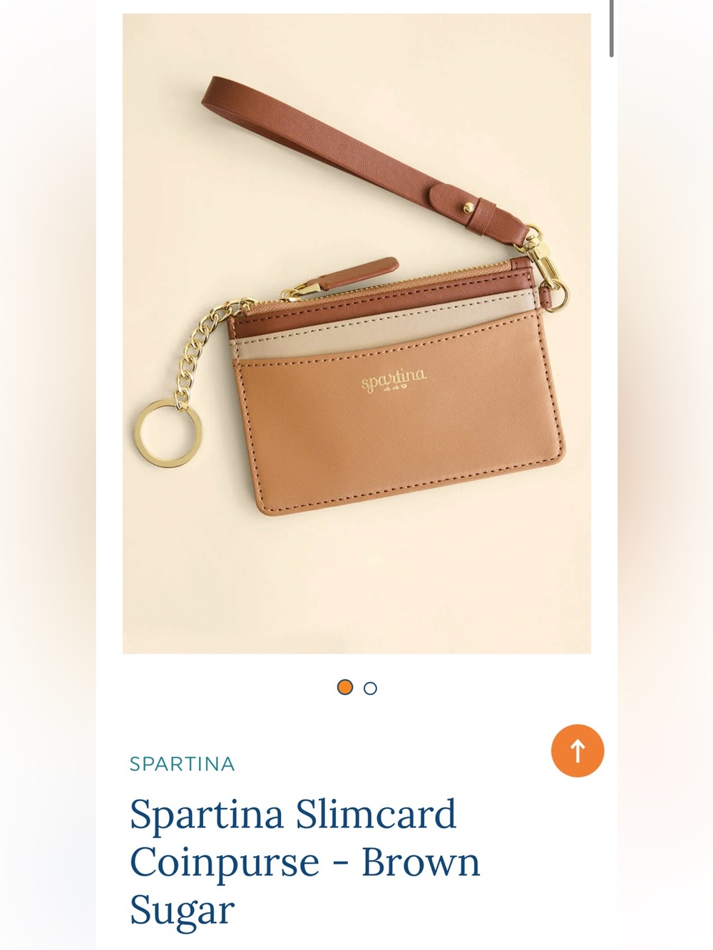 Spartina Tan Brown  Leather Wristlet Card Case with Tan Strap BRS